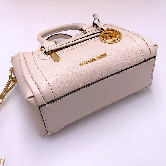 Michael Kors Carine Extra-Small Pebbled Leather Satchel Crossbody  Light Cream - Picture 15 of 16